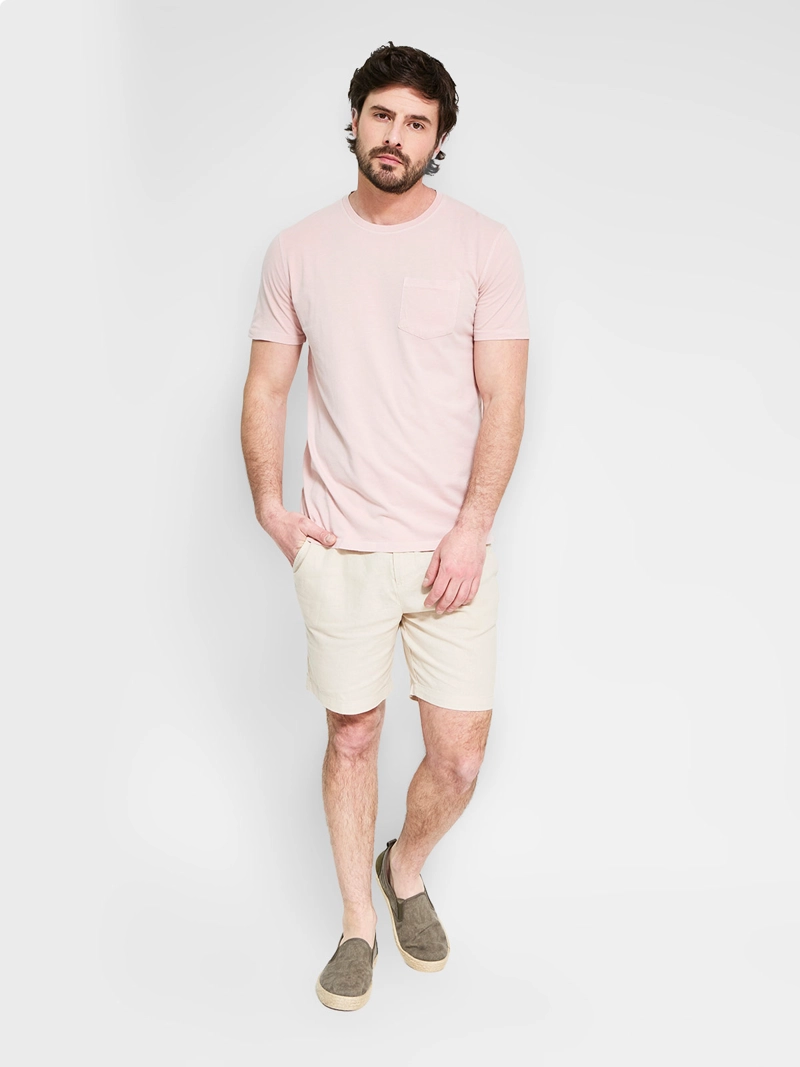 POLERA HOMBRE CACHAREL ALGODÓN CUELLO REDONDO MANGA CORTA LAVADA - 4