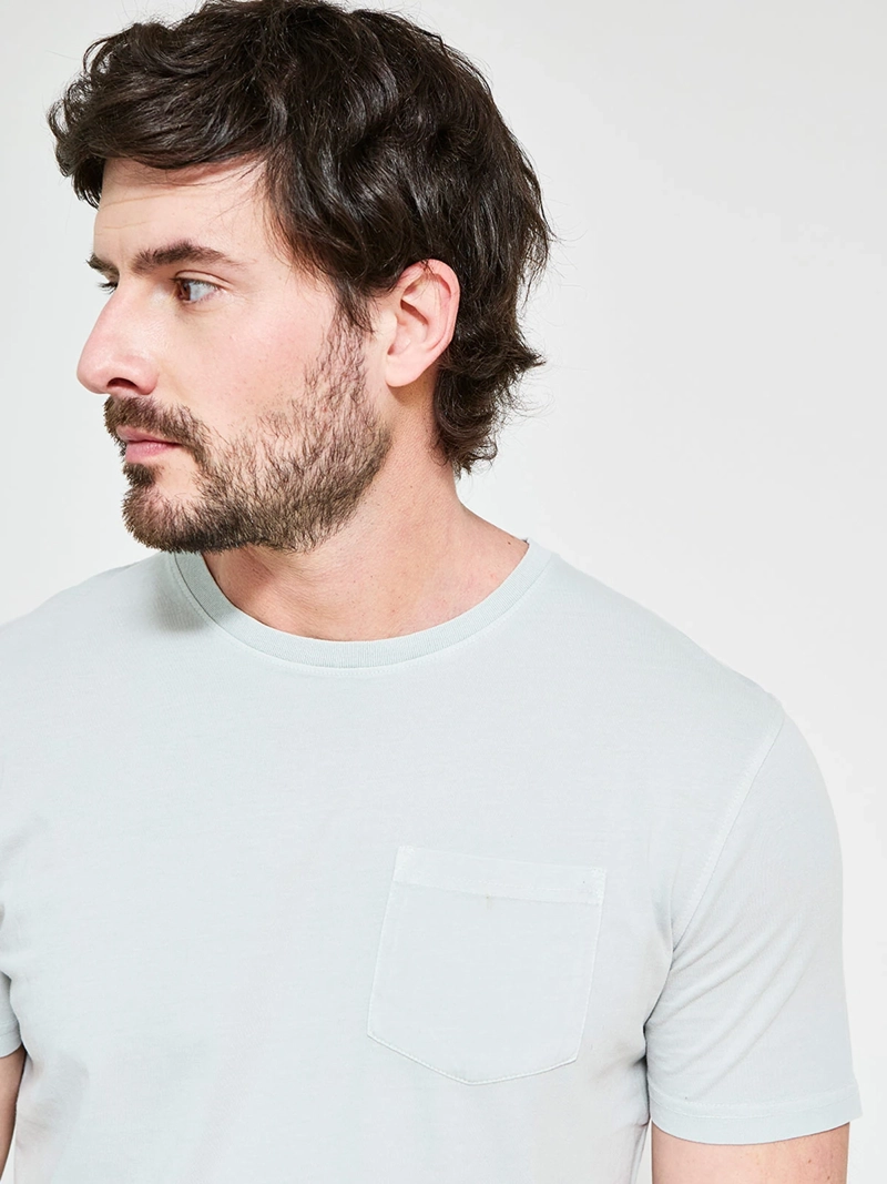 POLERA HOMBRE CACHAREL ALGODÓN CUELLO REDONDO MANGA CORTA LAVADA - 3