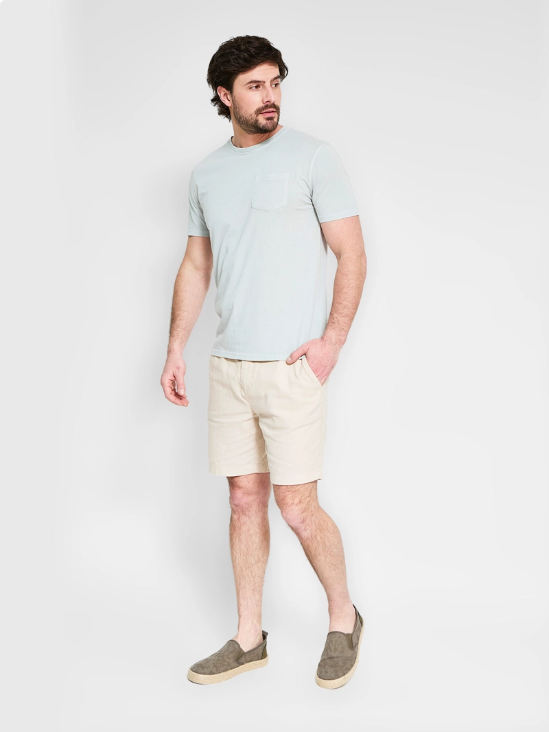 POLERA HOMBRE CACHAREL ALGODÓN CUELLO REDONDO MANGA CORTA LAVADA - 4