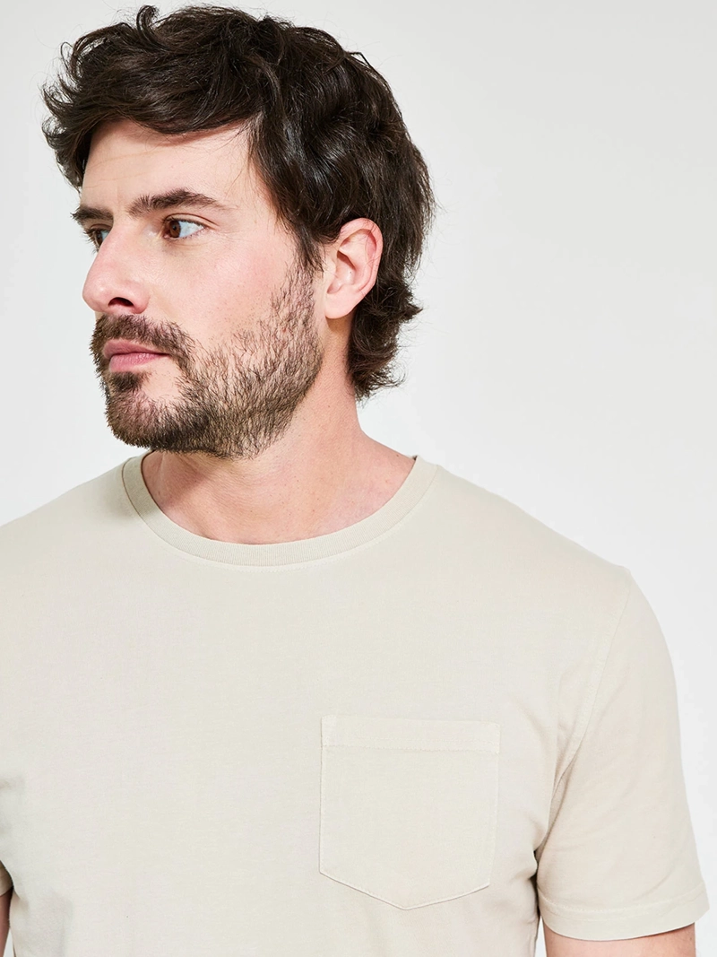 POLERA HOMBRE CACHAREL ALGODÓN CUELLO REDONDO MANGA CORTA LAVADA - 3
