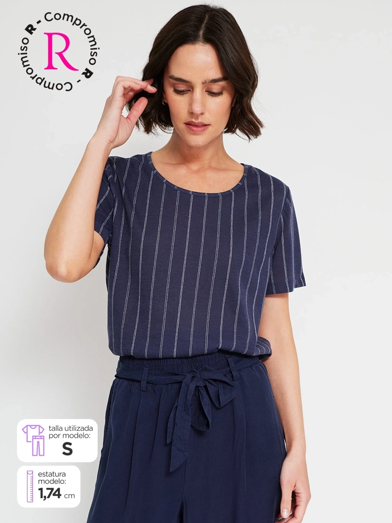 POLERA MUJER AZIZ MANGA CORTA ESTAMPADA