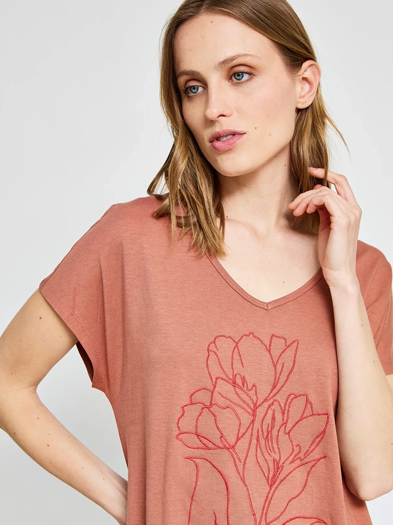 POLERA MUJER AZIZ ALGODÓN MANGA CORTA METÁLICA - 3