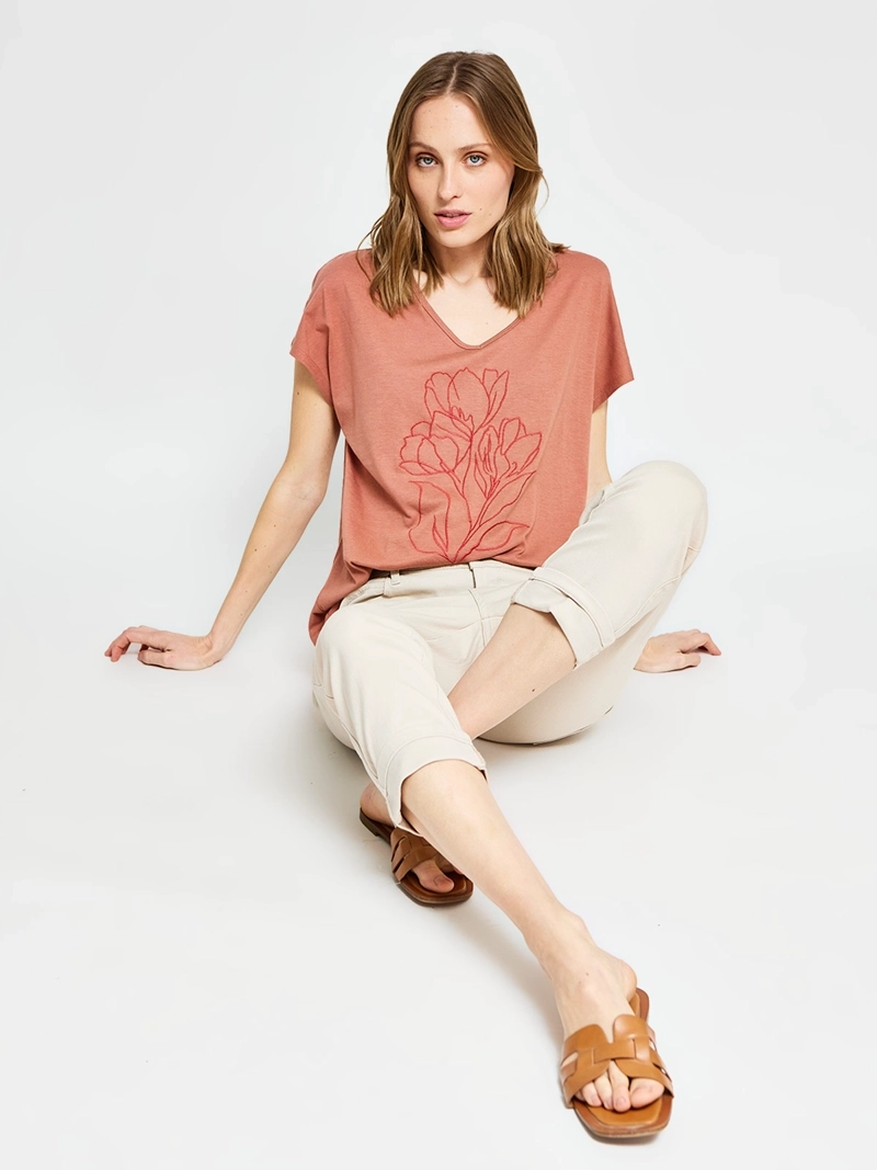 POLERA MUJER AZIZ ALGODÓN MANGA CORTA METÁLICA - 4