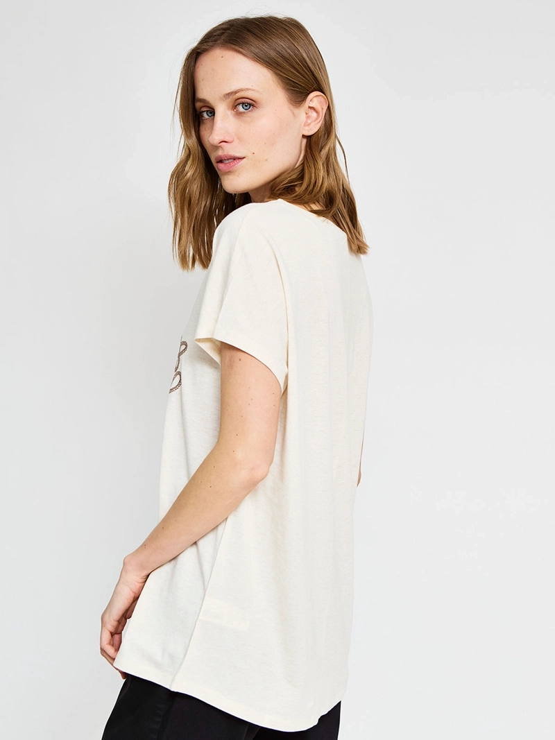 POLERA MUJER AZIZ ALGODÓN MANGA CORTA METÁLICA - 2