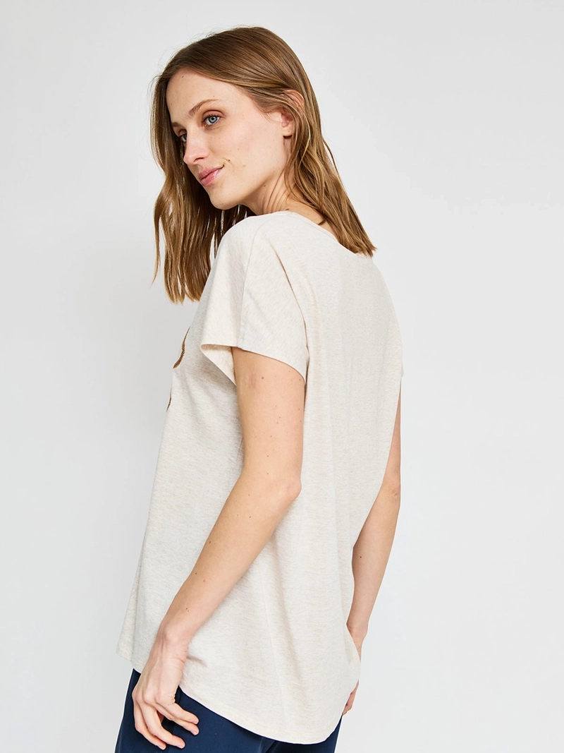POLERA MUJER AZIZ ALGODÓN MANGA CORTA METÁLICA - 2