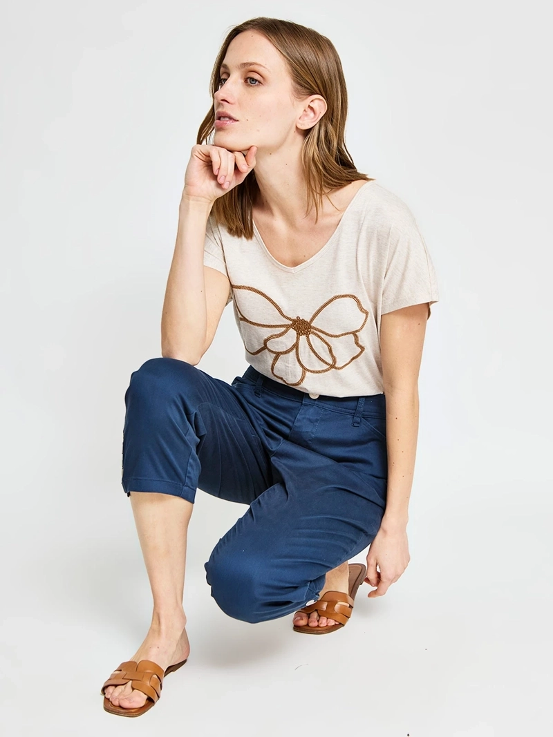 POLERA MUJER AZIZ ALGODÓN MANGA CORTA METÁLICA - 4