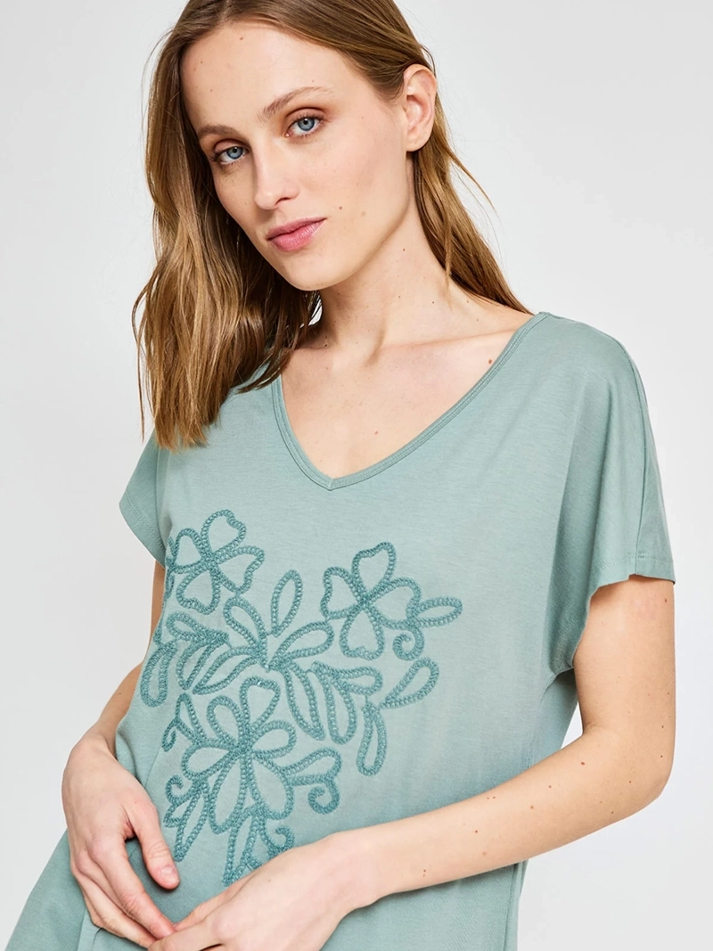 POLERA MUJER AZIZ ALGODÓN MANGA CORTA METÁLICA - 3