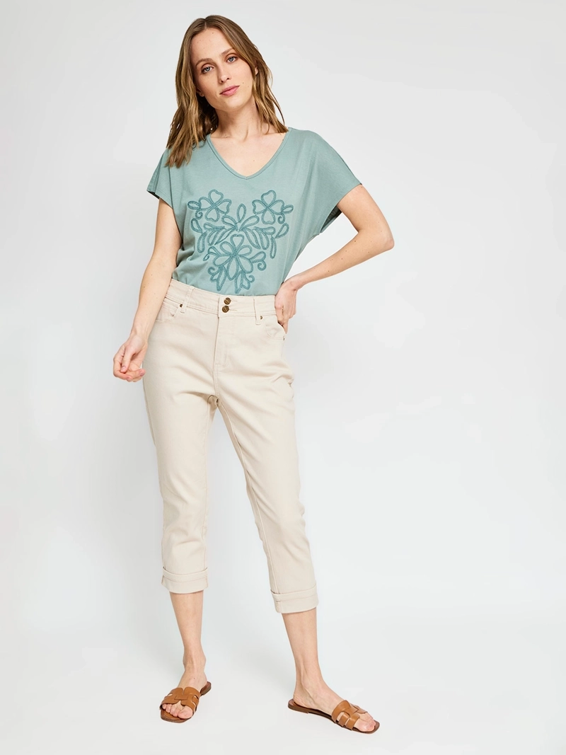 POLERA MUJER AZIZ ALGODÓN MANGA CORTA METÁLICA - 4