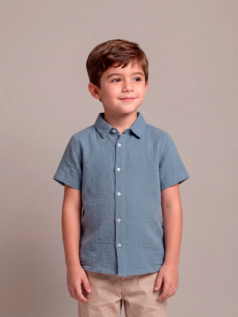 CAMISA NIÑO HARVEST ALGODÓN MANGA CORTA TEXTURA