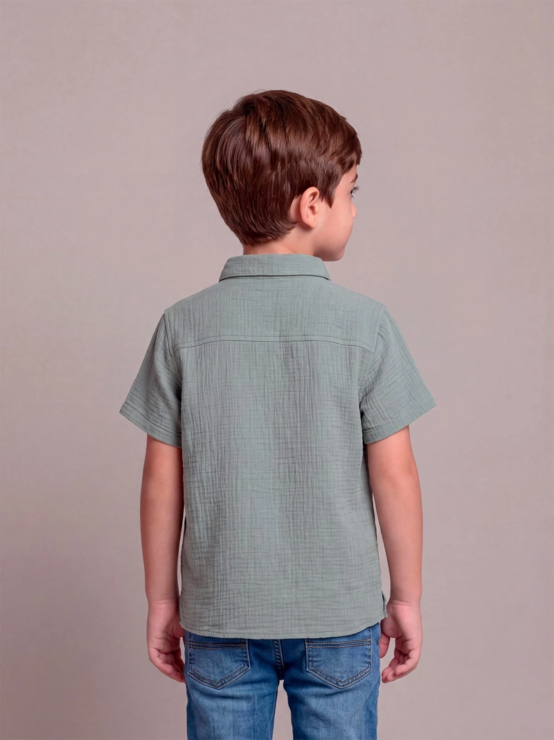 CAMISA NIÑO HARVEST ALGODÓN MANGA CORTA TEXTURA - 2
