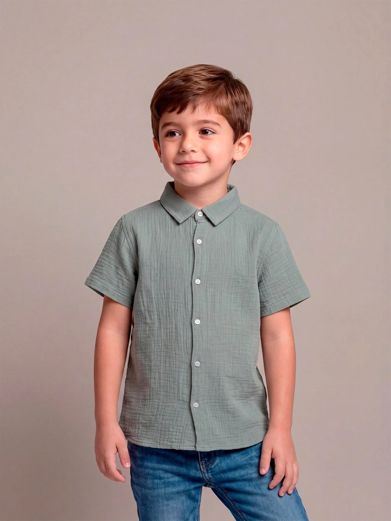 CAMISA NIÑO HARVEST ALGODÓN MANGA CORTA TEXTURA