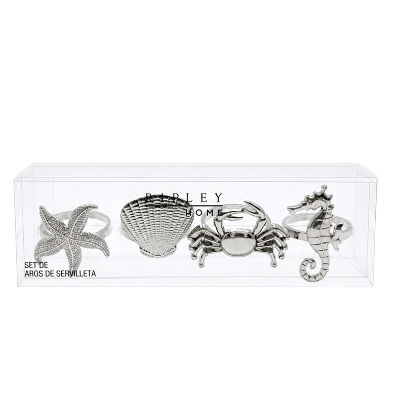 SET X4 PORTA SERVILLETAS RIPLEY HOME SILVER CAPRI AZUL - 5