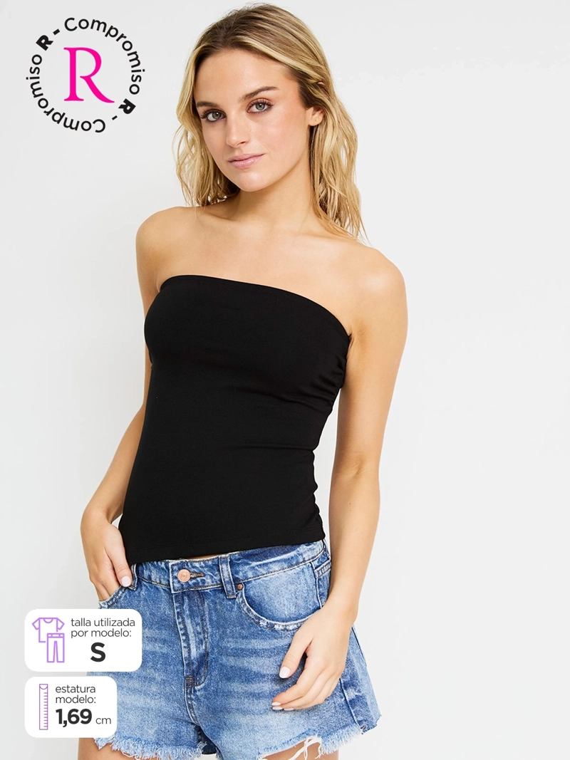 POLERA MUJER INDEX STRAPLESS ASIMÉTRICO