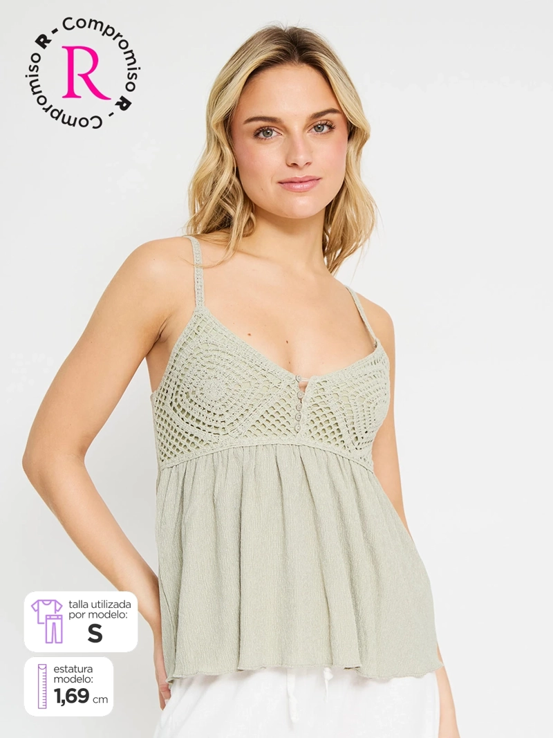 POLERA MUJER INDEX SIN MANGAS TEJIDO