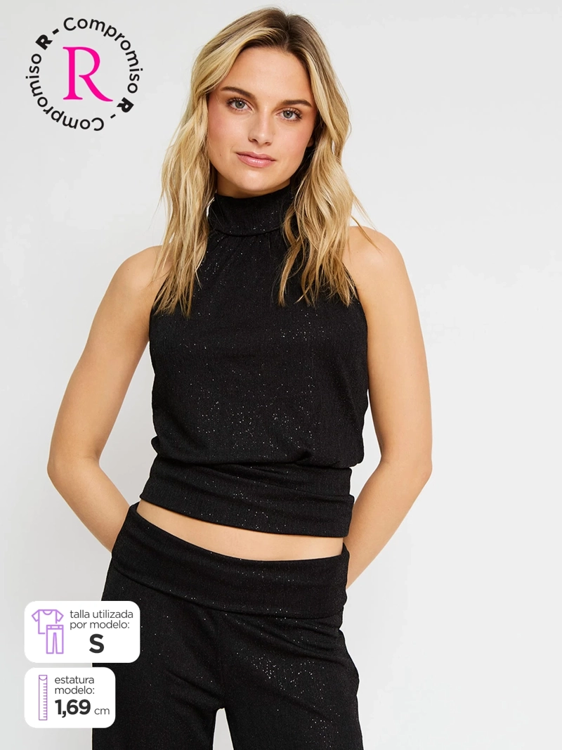 POLERA MUJER INDEX HALTER BRILLOS - 1