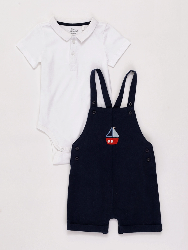 CONJUNTO BEBÉ NIÑO BABY HARVEST JARDINERA Y BODY MANGA CORTA ALGODÓN