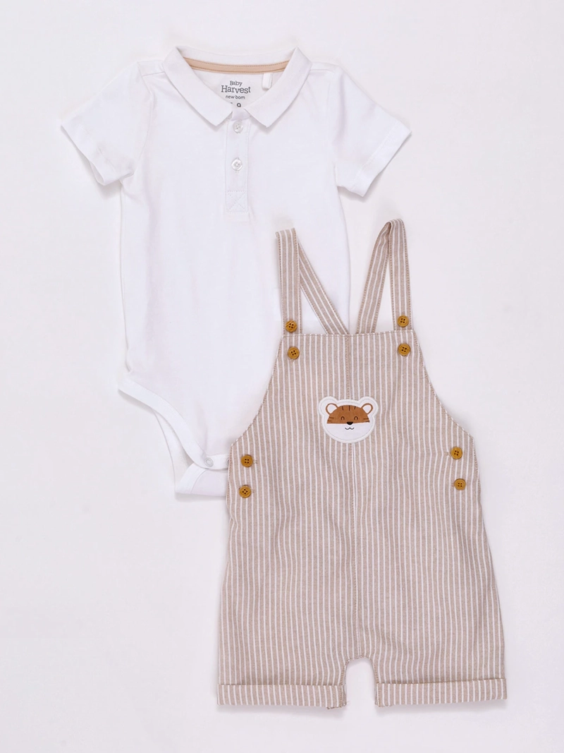 CONJUNTO BEBÉ NIÑO BABY HARVEST JARDINERA Y BODY MANGA CORTA ALGODÓN