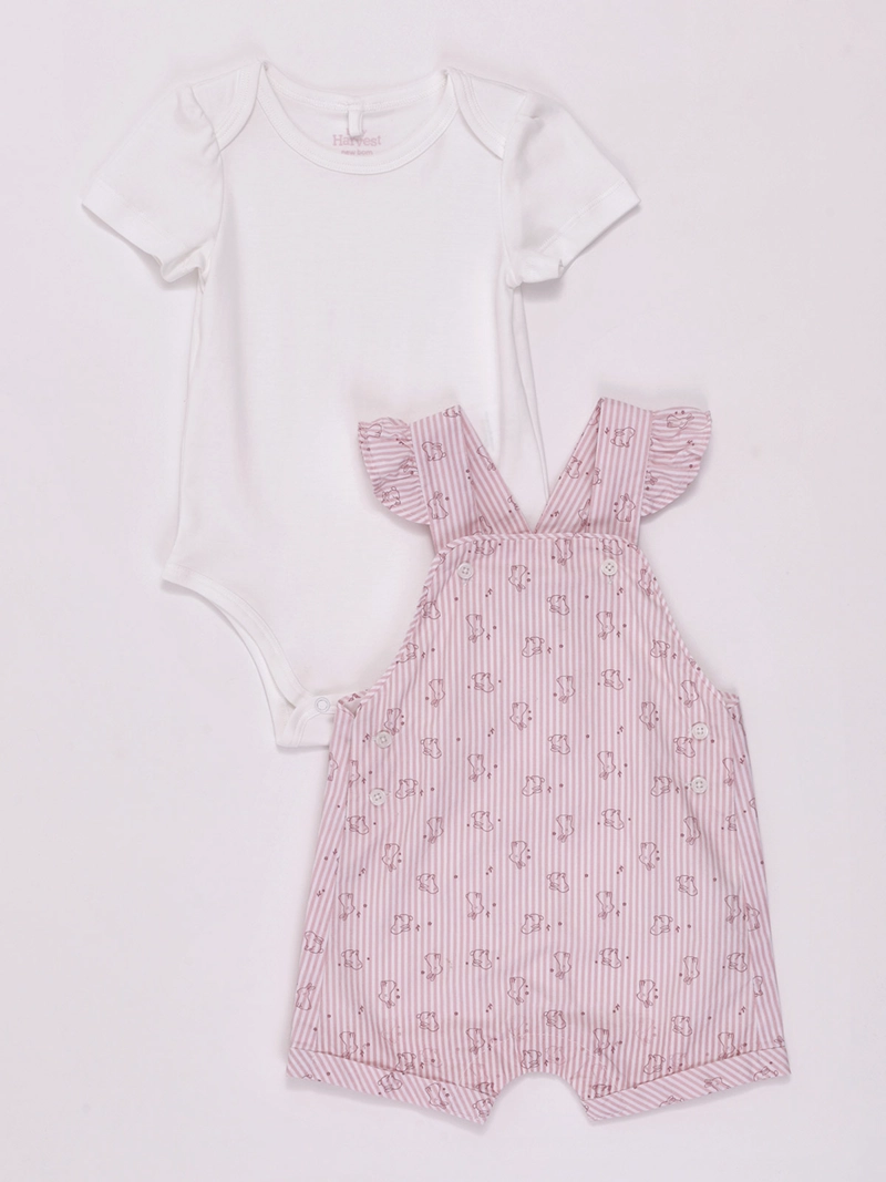 CONJUNTO NIÑA BABY HARVEST JARDINERA Y BODY MANGA CORTA ALGODÓN
