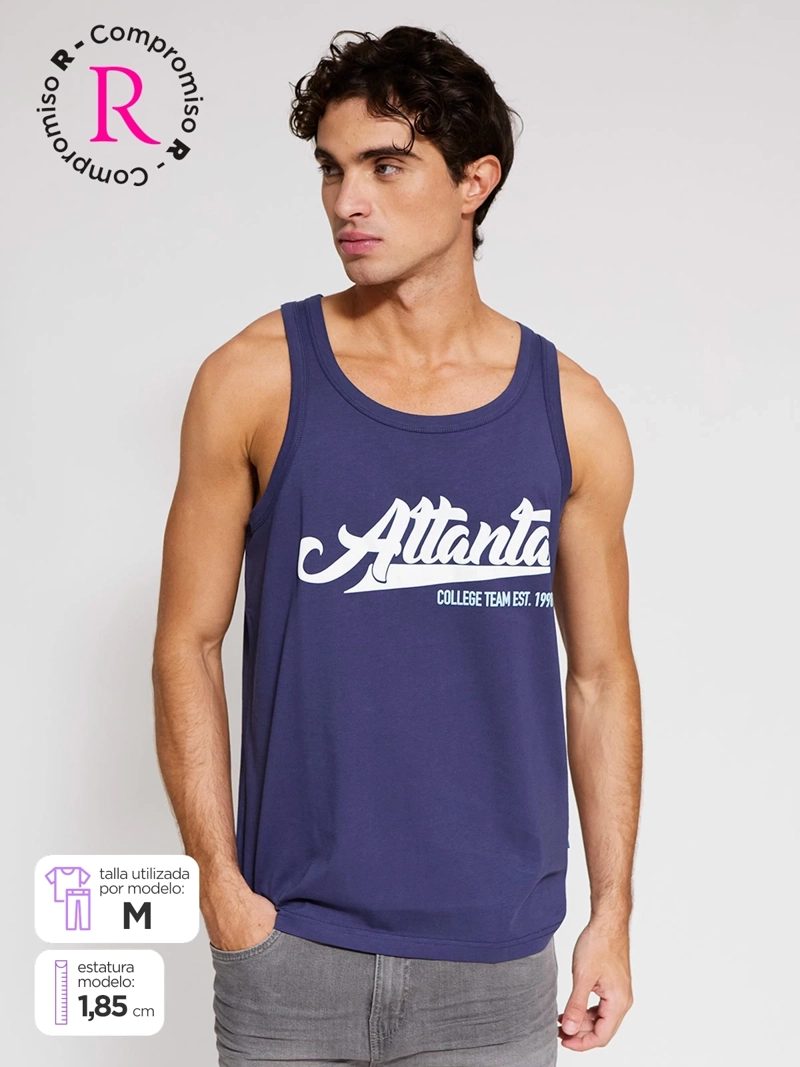 POLERA HOMBRE ROBERT LEWIS ALGODÓN SIN MANGAS ESTAMPADA - 1