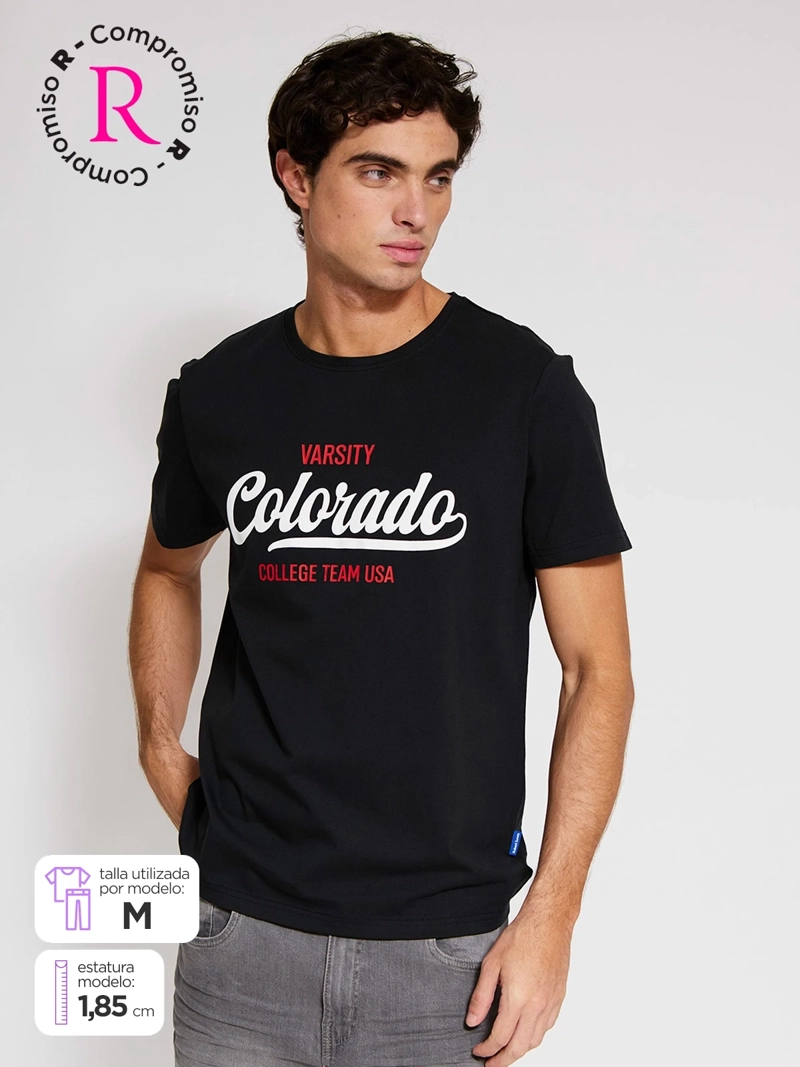 POLERA HOMBRE ROBERT LEWIS ALGODÓN MANGA CORTA ESTAMPADA - 1