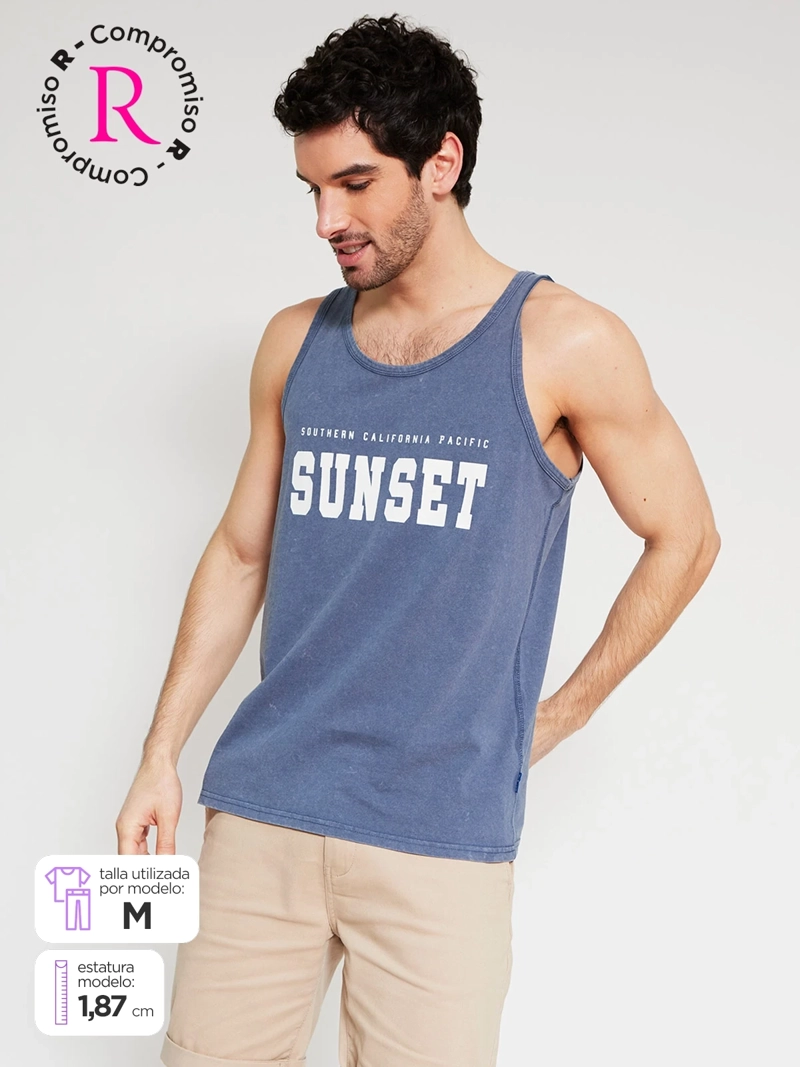 POLERA HOMBRE ROBERT LEWIS ALGODÓN SIN MANGAS ESTAMPADA