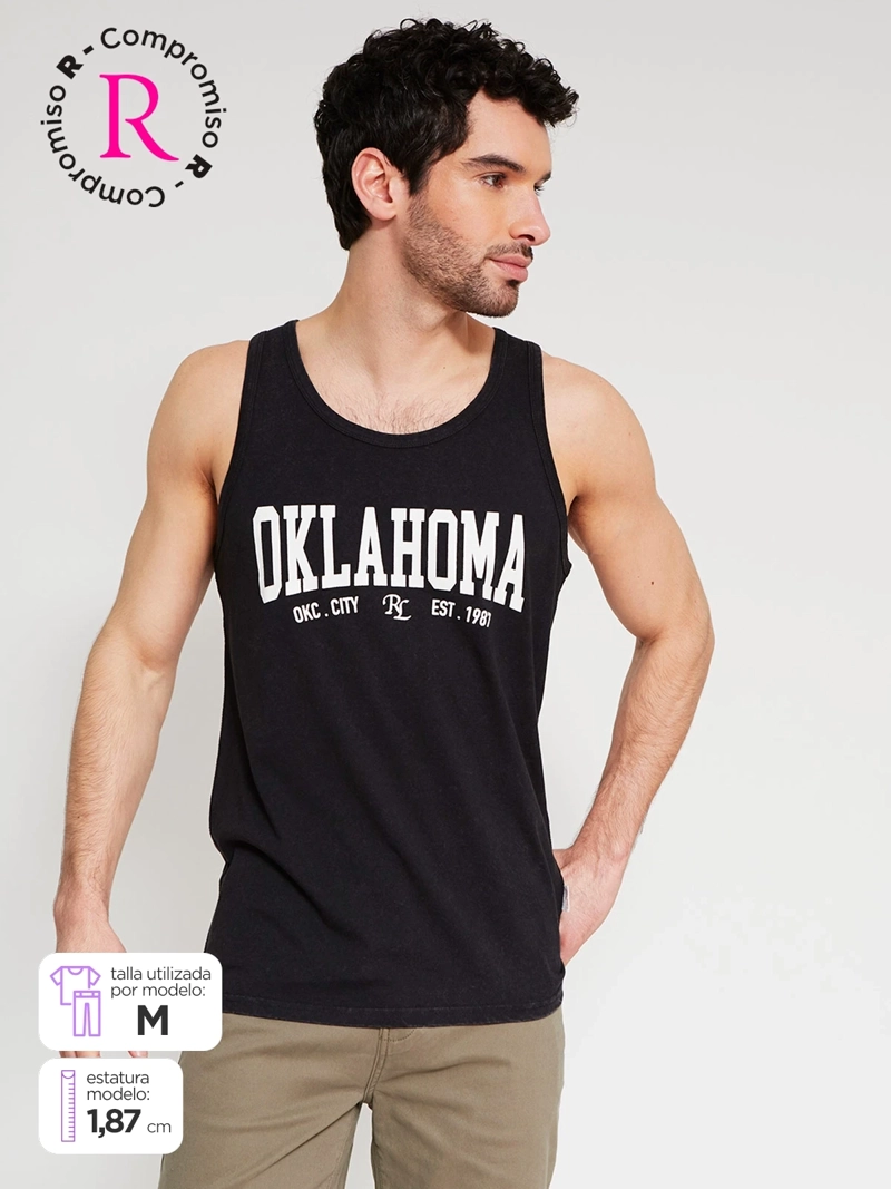 POLERA HOMBRE ROBERT LEWIS ALGODÓN SIN MANGAS ESTAMPADA - 1