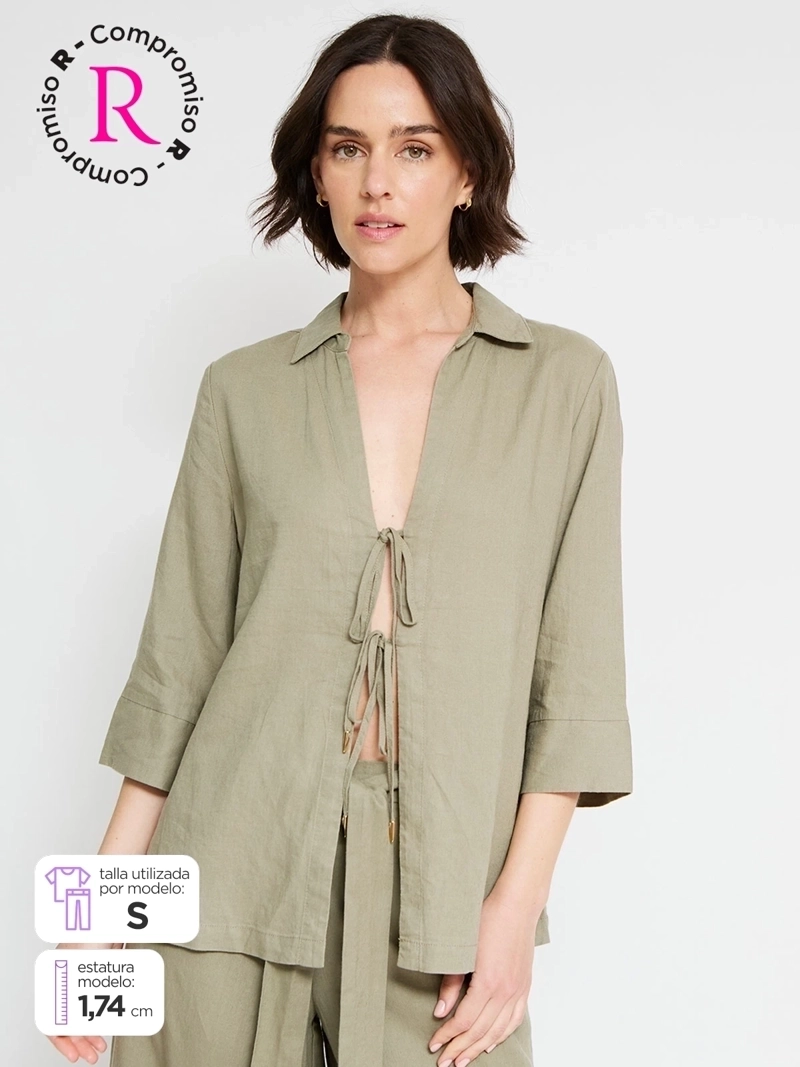 BLUSA MUJER CACHAREL LINO MANGA 3/4