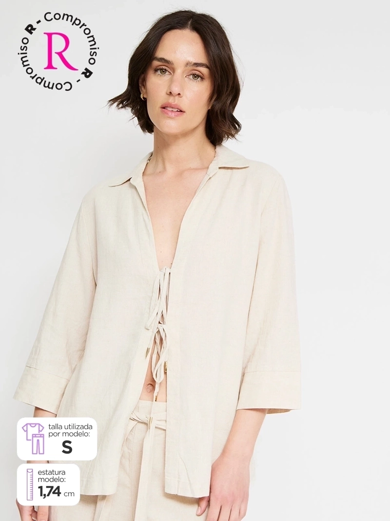 BLUSA MUJER CACHAREL LINO MANGA 3/4 - 1