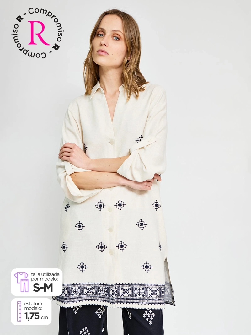 BLUSA MUJER CACHAREL LINO MANGA 3/4