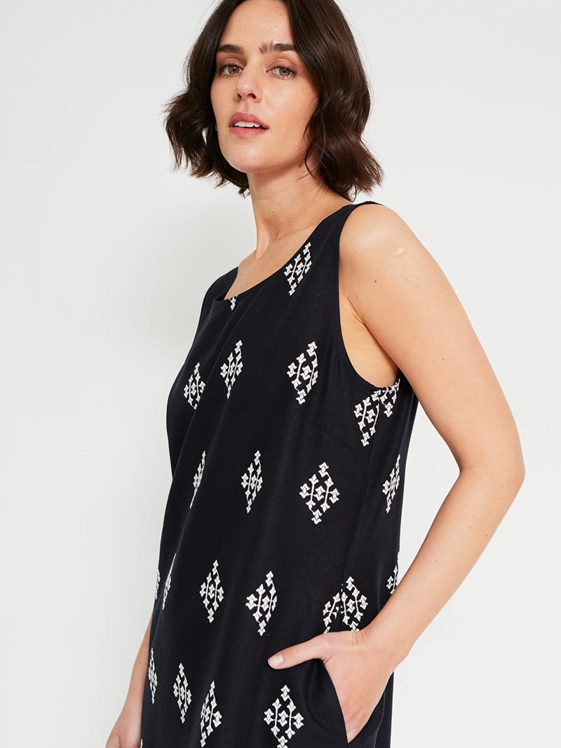 VESTIDO MUJER CACHAREL LINO CORTO JUMPER - 4