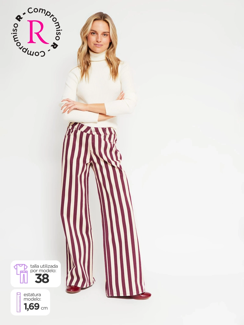 JEANS MUJER INDEX ALGODÓN RAYAS TIRO BAJO - 1
