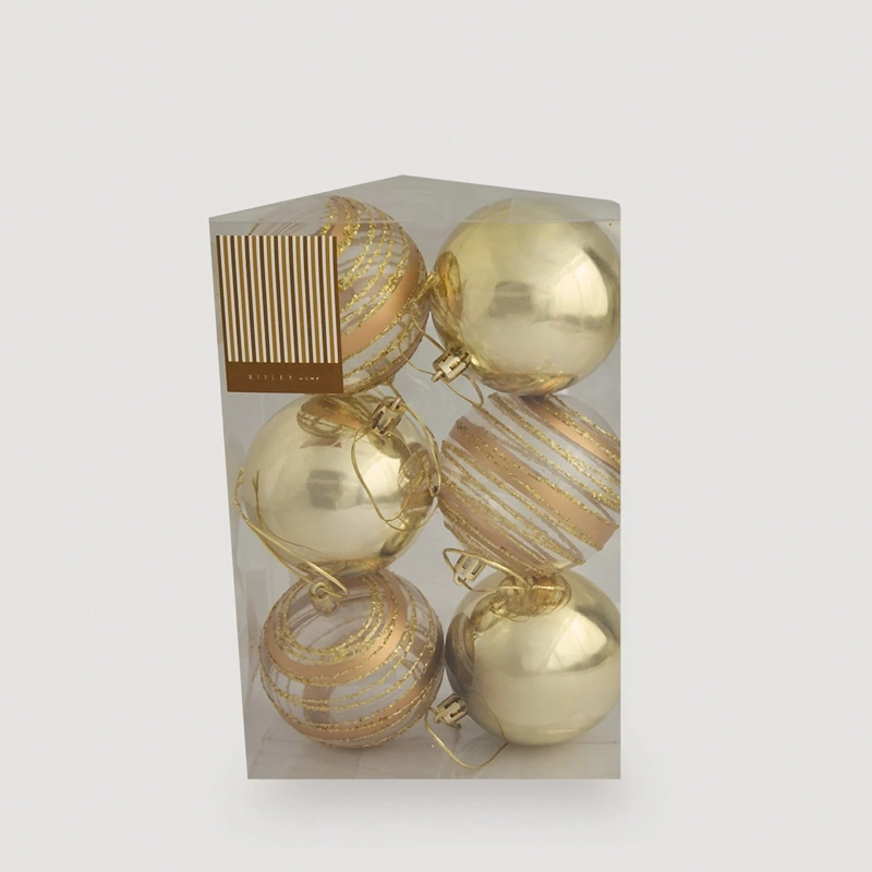 ADORNO NAVIDEÑO RIPLEY HOME SET X6 ADORNO 8 CM DORADO - 4