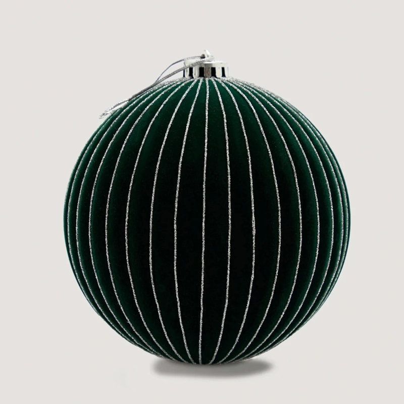 ADORNO NAVIDEÑO RIPLEY HOME TRADITIONAL XMAS ESFERA BRILLO ACANALADO VERDE - 2