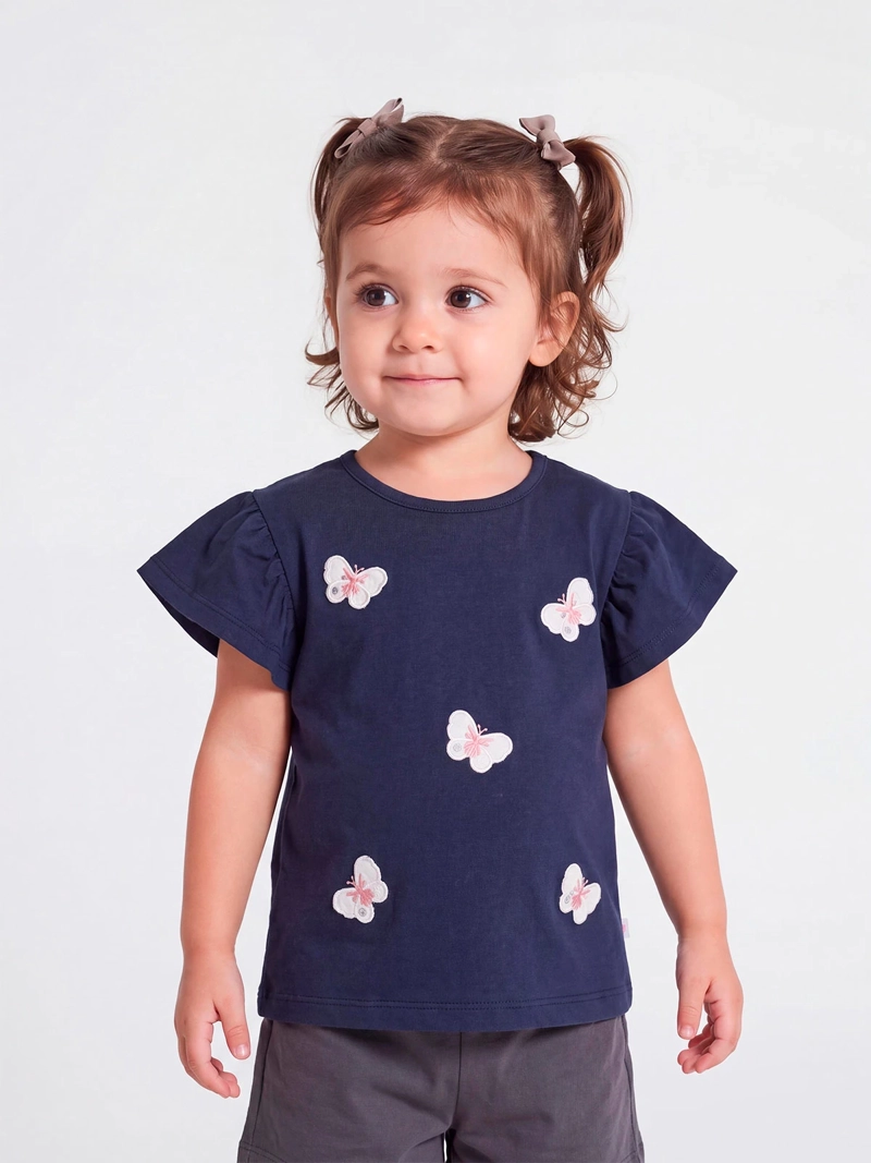 POLERA NIÑA BABY HARVEST MANGA CORTA ALGODÓN APLICACIONES