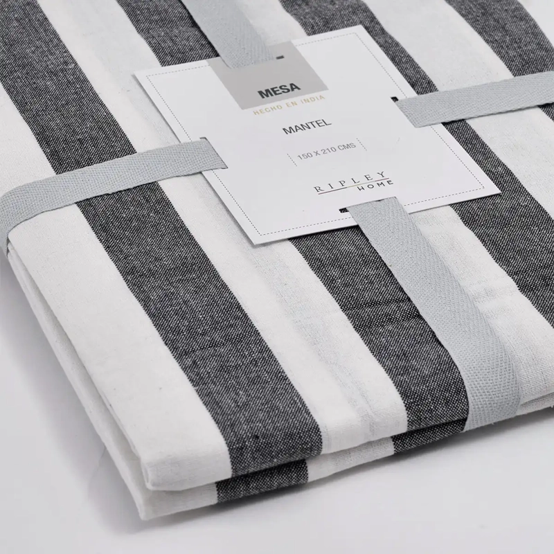 MANTEL RIPLEY HOME LÍNEAS 150X210 CM BLACK AND WHITE - 2