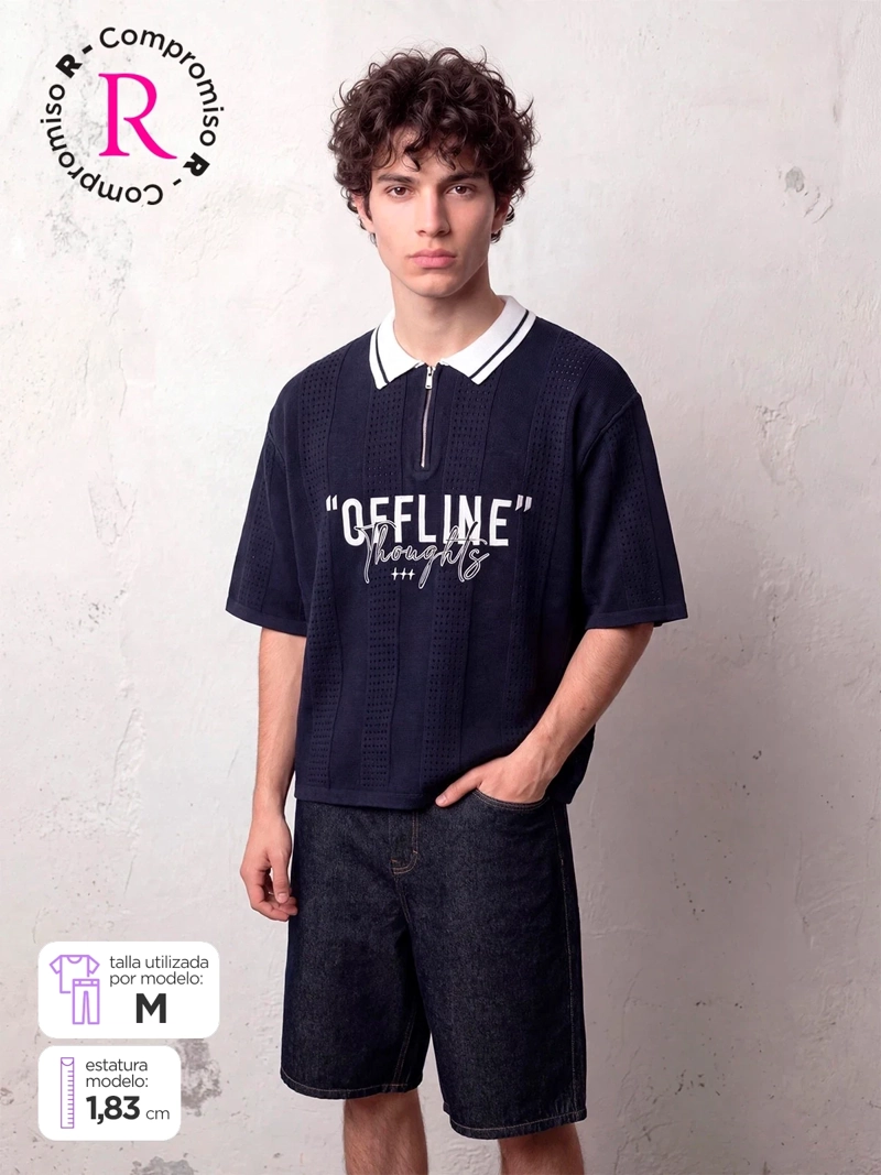 POLERA HOMBRE INDEX CUELLO POLO MANGA CORTA TEJIDA - 1