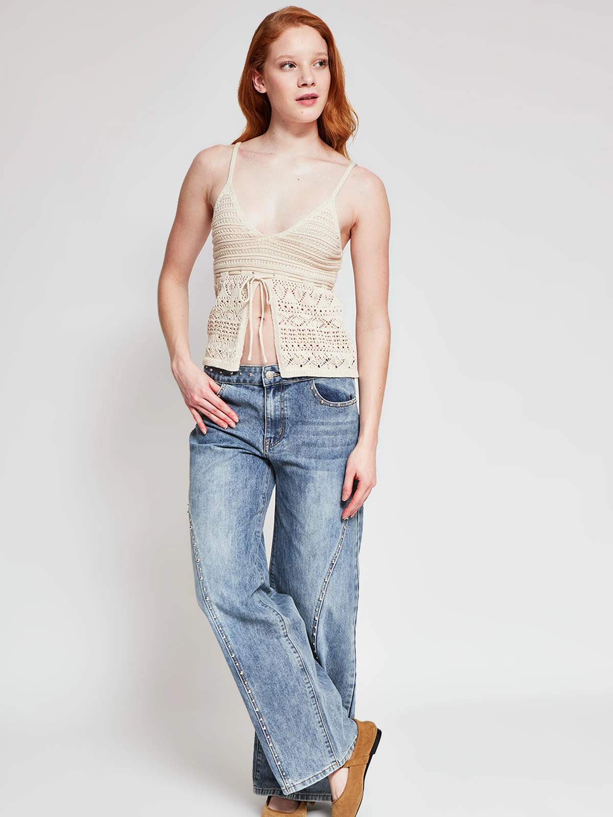 POLERA MUJER INDEX ALGODÓN SIN MANGAS AMARRAS - 4
