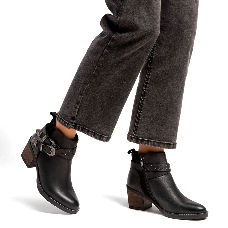 BOTINES MUJER GACEL NEGRO PIERA CUERO - 2