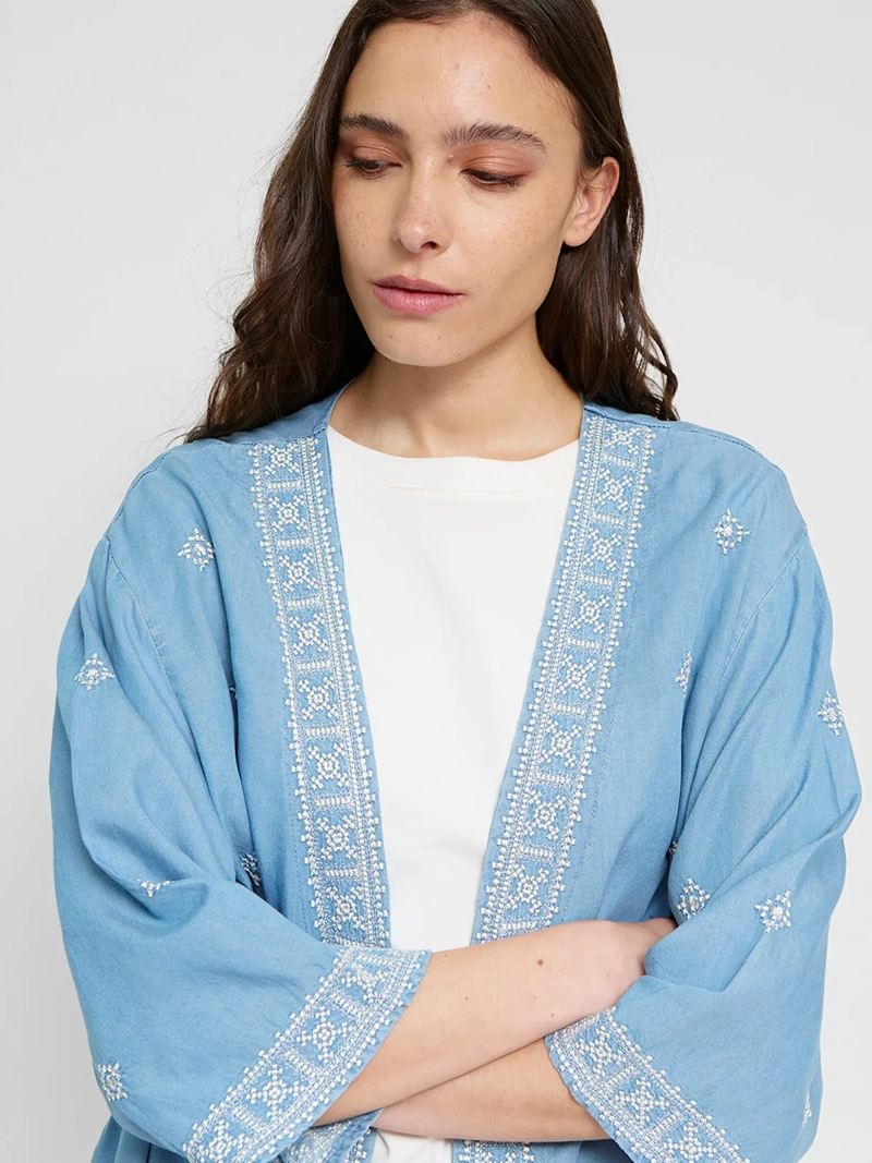 CHAQUETA MUJER AZIZ TIPO KIMONO BORDADO - 3