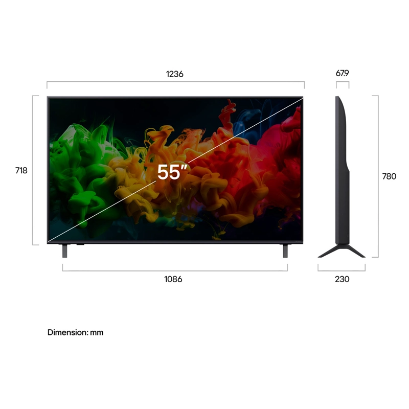 SMART TV LG QNED 4K UHD 55” 55QNED80BSG - 3