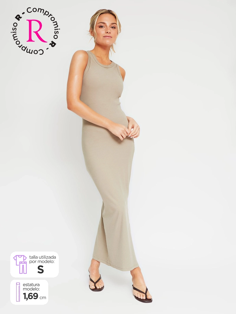 VESTIDO MUJER INDEX ALGODÓN LARGO ESPALDA DESCUBIERTA