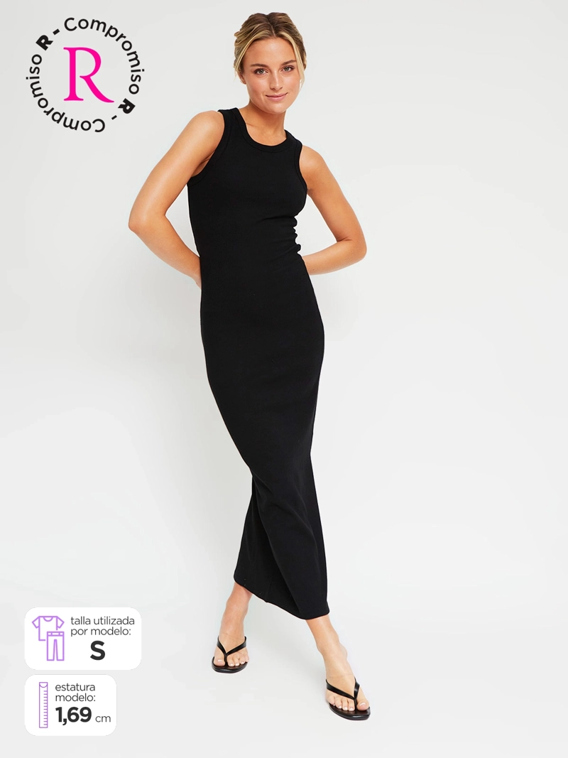 VESTIDO MUJER INDEX ALGODÓN LARGO ESPALDA DESCUBIERTA