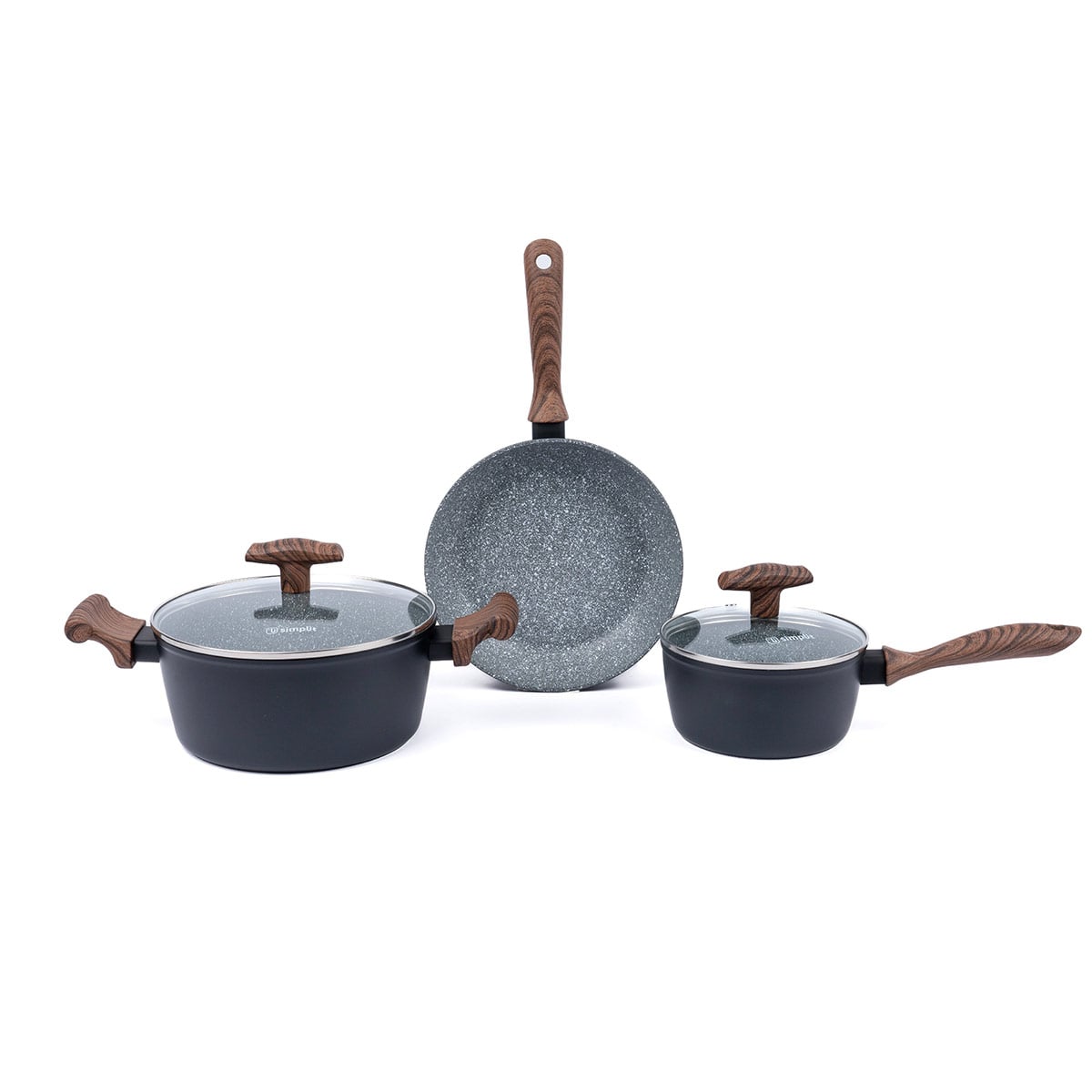 BATERÍA DE COCINA SIMPLIT OREGON ANTIADHERENTE 5 PIEZAS NEGRO - 1