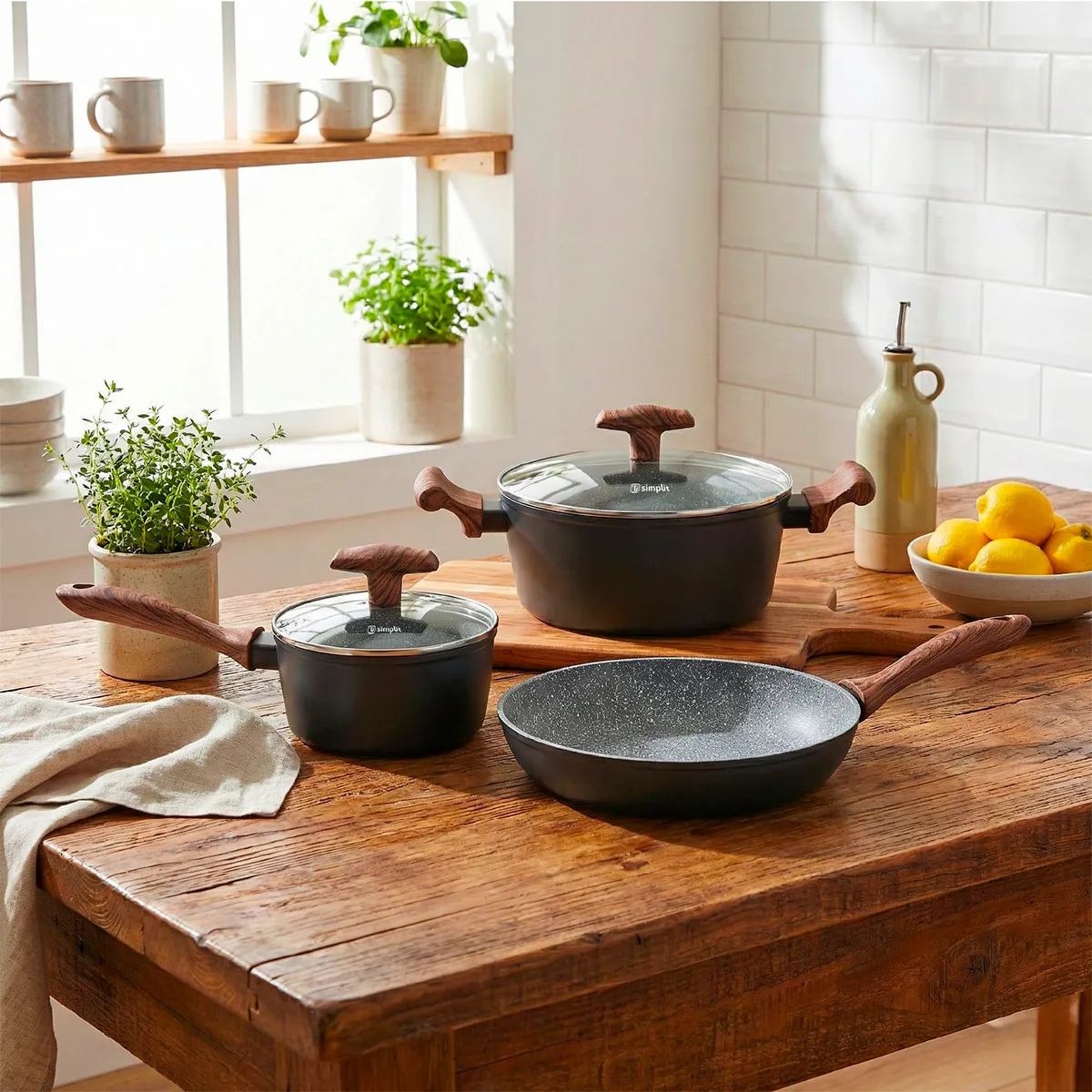 BATERÍA DE COCINA SIMPLIT OREGON ANTIADHERENTE 5 PIEZAS NEGRO - 2