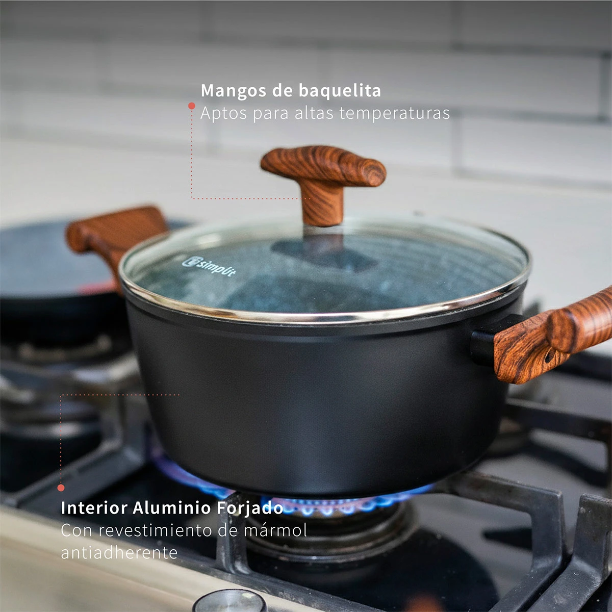 BATERÍA DE COCINA SIMPLIT OREGON ANTIADHERENTE 5 PIEZAS NEGRO - 3