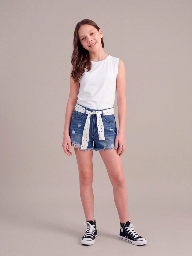 SHORT NIÑA INDEX TEEN ALGODÓN ROTURAS - 1