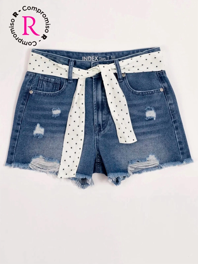 SHORT NIÑA INDEX TEEN ALGODÓN ROTURAS - 3