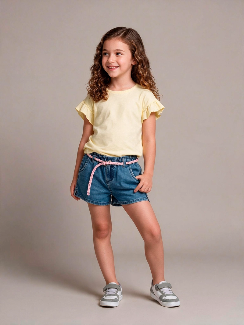 SHORT NIÑA HARVEST ALGODÓN CINTURÓN - 1