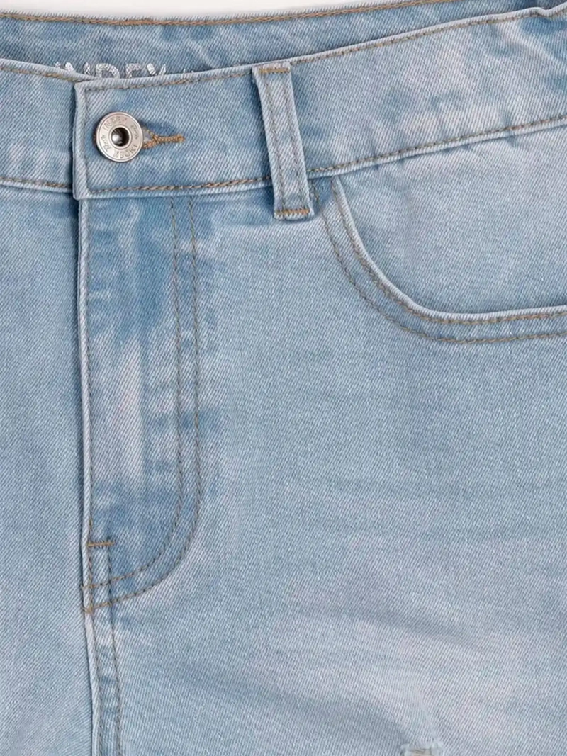 SHORT NIÑA INDEX TEEN ALGODÓN DENIM RASGADO + PULSERA - 5