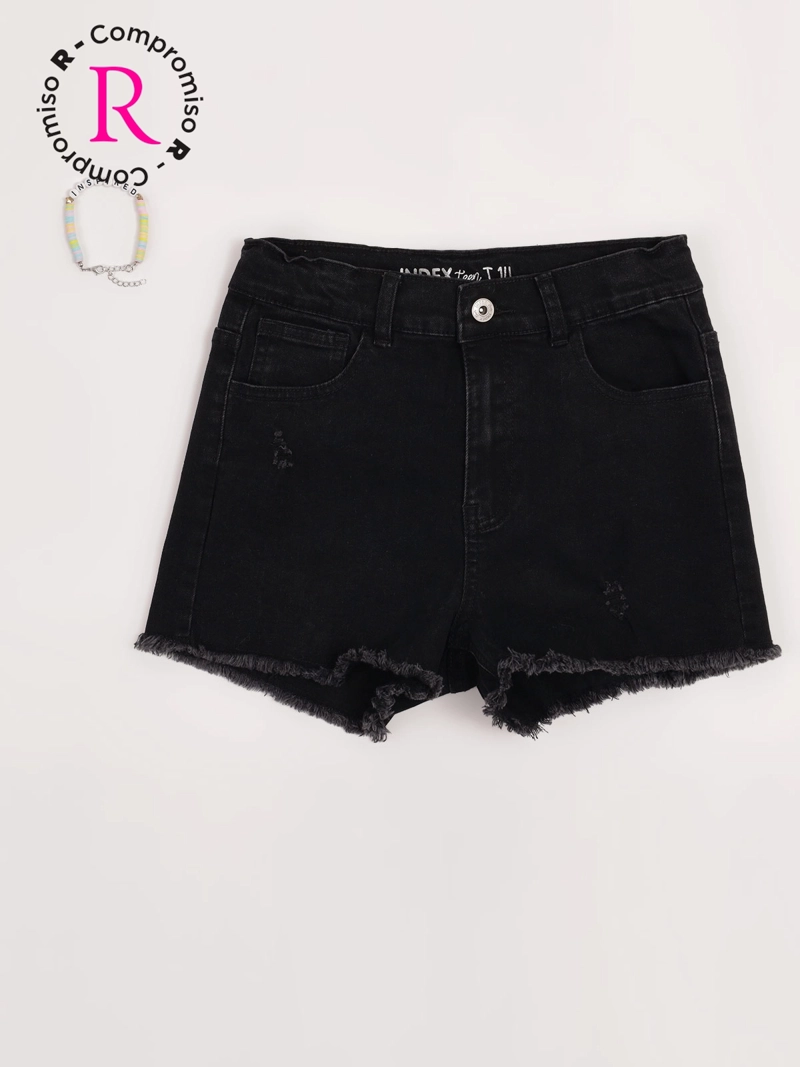 SHORT NIÑA INDEX TEEN ALGODÓN DENIM RASGADO + PULSERA